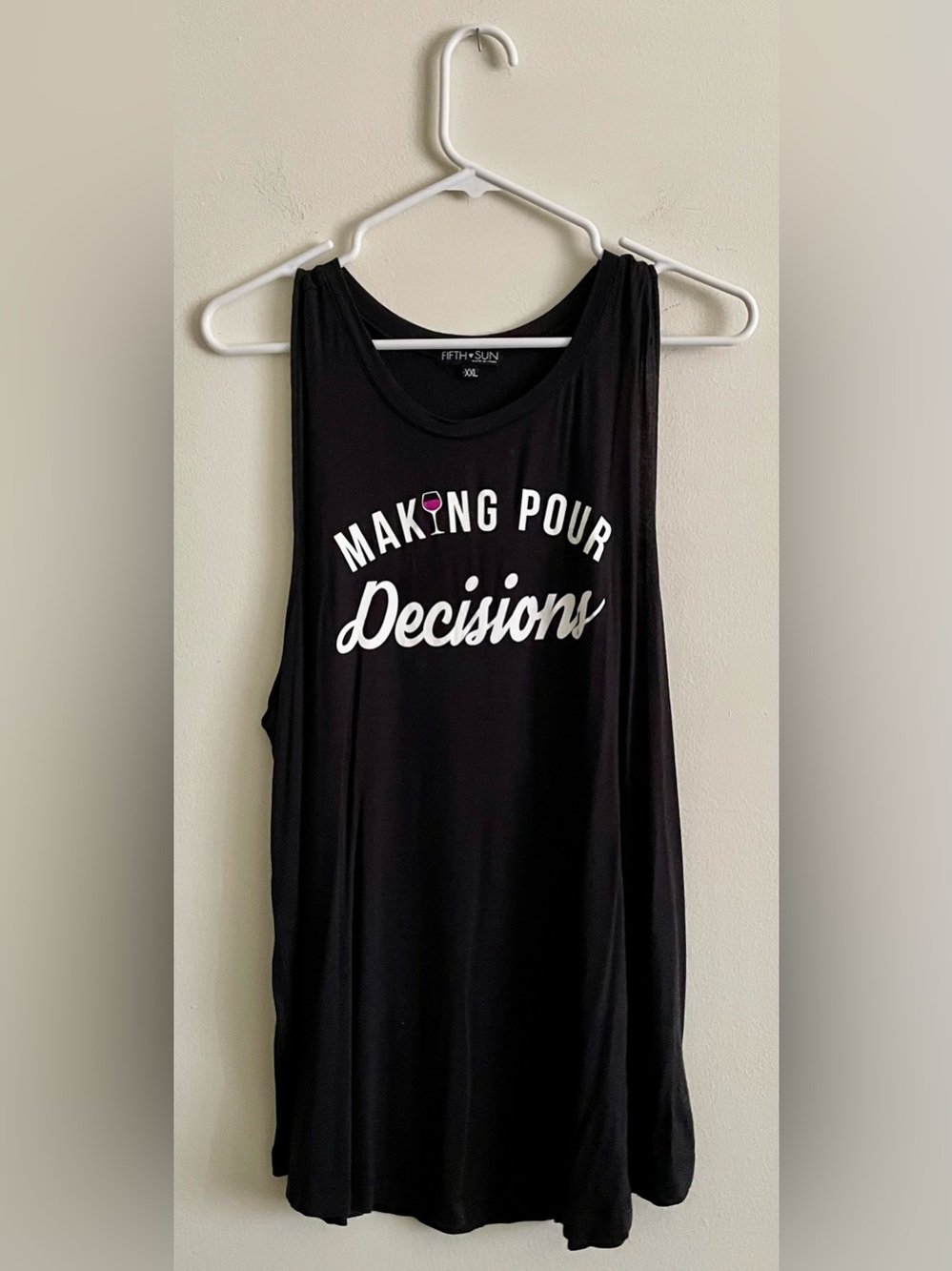 🍷 Fifth Sun Black Tank Top — “Making Pour Decisions” 🍷